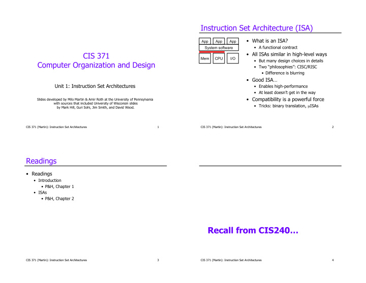 recall from cis240