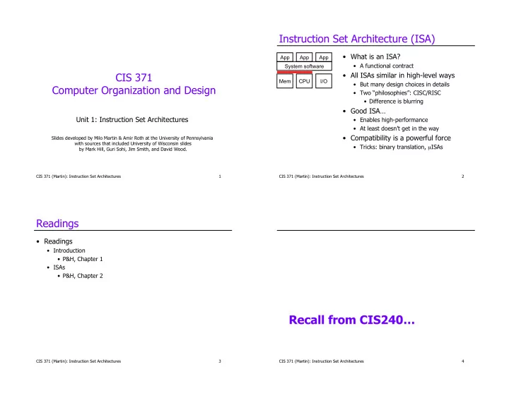 recall from cis240
