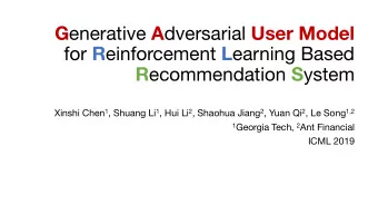 G enerative A dversarial User Model for R einforcement L earning Based R ecommendation S ystem