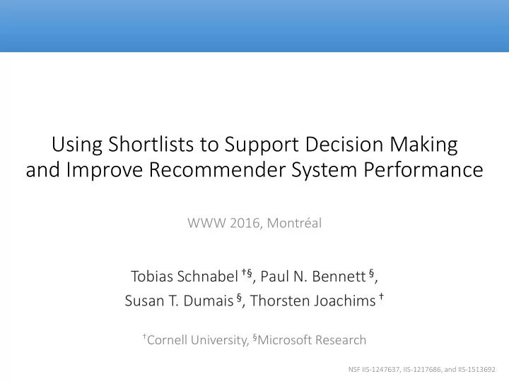 and improve recommender system performance