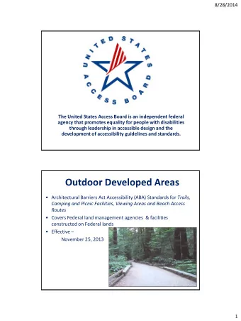 Outdoor Developed Areas  Architectural Barriers Act Accessibility (ABA) Standards for Trails,