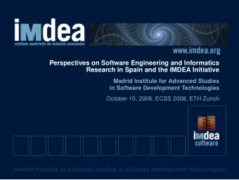 Perspectives on Software Engineering and Informatics  Research in Spain and the IMDEA Initiative