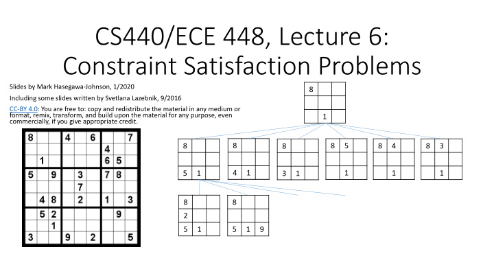 cs440 ece 448 lecture 6 constraint satisfaction problems