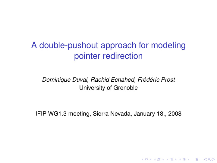 a double pushout approach for modeling pointer redirection