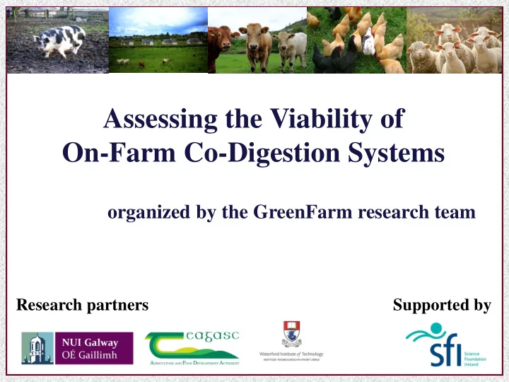 assessing the viability of on farm co digestion systems