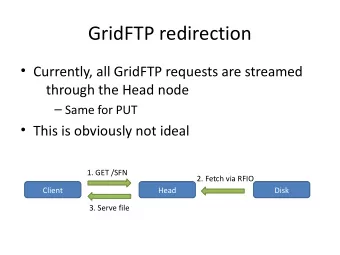 GridFTP redirection  Currently, all GridFTP requests are streamed  through the Head node