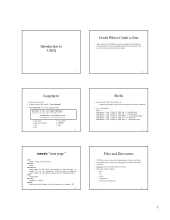 Credit Where Credit is Due    These slides for CSC209H have been developed by Sean Culhane, a