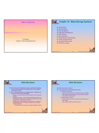 Chapter 14:  Mass-Storage Systems  CMSC 421 Section 0202  Disk Structure  Disk Scheduling
