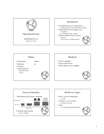 Introduction  One OS function is to control devices   significant fraction of code (80-90% of