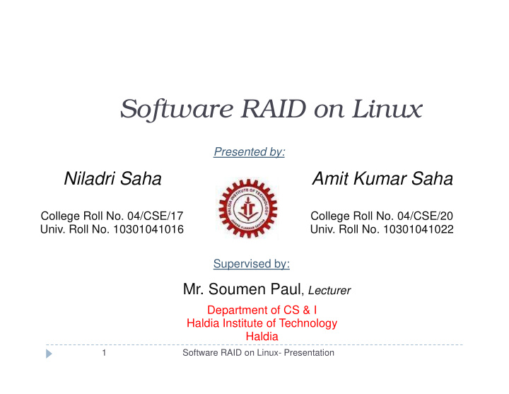 software raid on linux software raid on linux