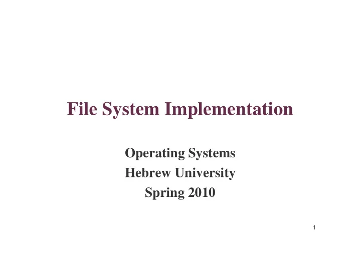 file system implementation
