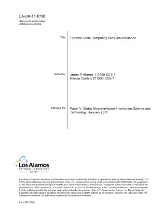11-0730  LA-UR-  Approved for public release;  distribution is unlimited.  Title:  Extreme Scale