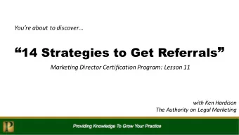 14 Strategies to Get Referrals   Marketing Director Certification Program: Lesson 11  with