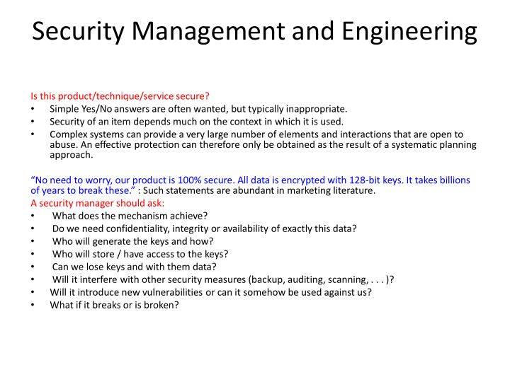 security management and engineering