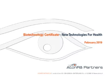 Biotechnology Certificate  Investment Case  On the therapeutic front, we believe that genes