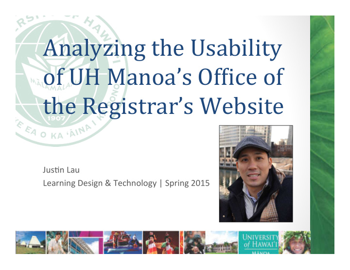 analyzing the usability of uh manoa s of6ice of the