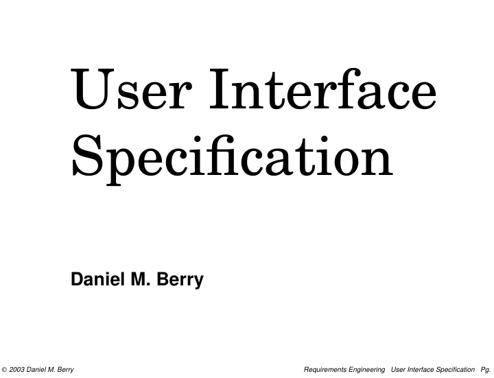 user interface specification