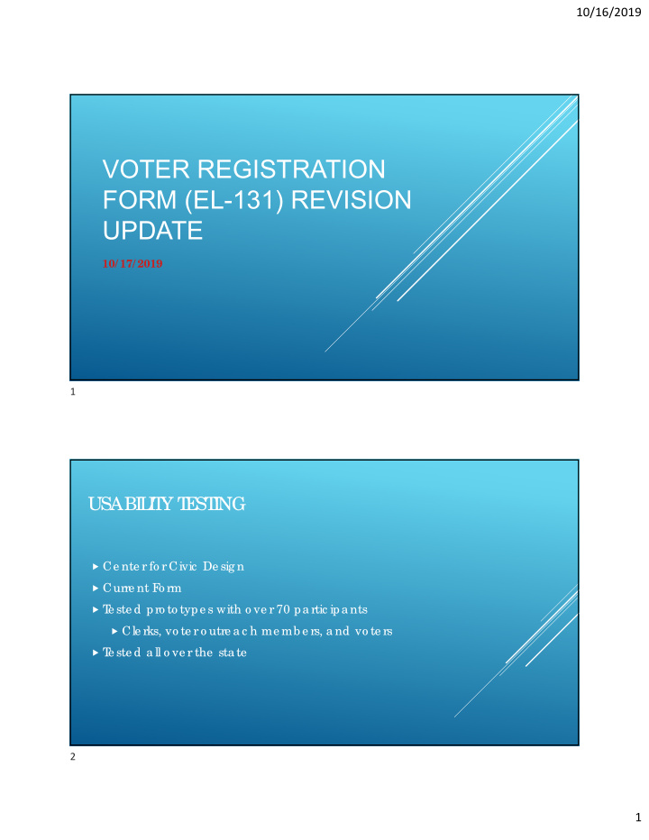 voter registration form el 131 revision update