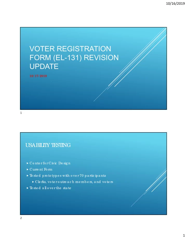 voter registration form el 131 revision update