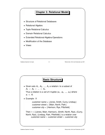 Chapter 3: Relational Model  Structure of Relational Databases  Relational Algebra  Tuple