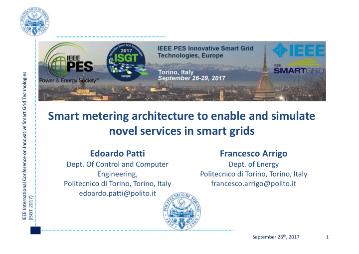 smart metering architecture to enable and simulate novel