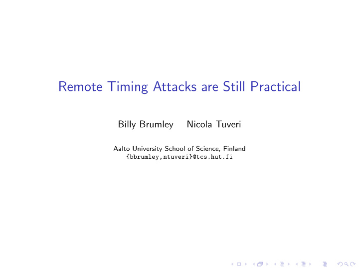 remote timing attacks are still practical