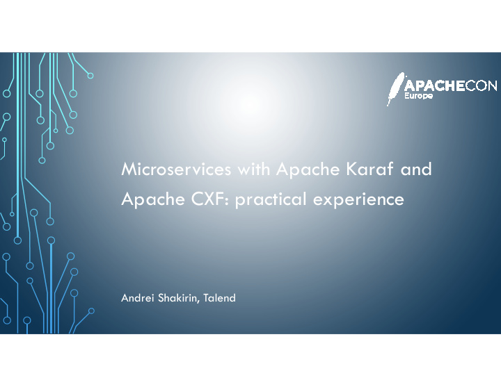 microservices with apache karaf and apache cxf practical