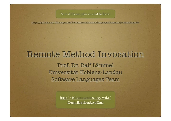 remote method invocation