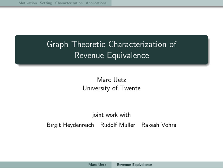 graph theoretic characterization of revenue equivalence