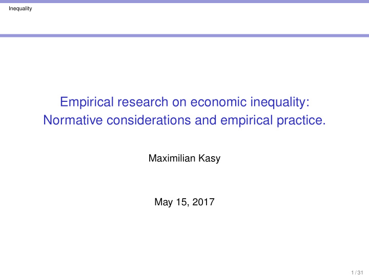 empirical research on economic inequality normative
