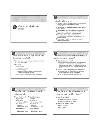 Chapter Objectives  To identify basic shareholder rights and the means by  which corporations make