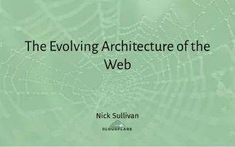 The Evolving Architecture of the  Web  Nick Sullivan  Head of Cryptography  CFSSL  Universal SSL