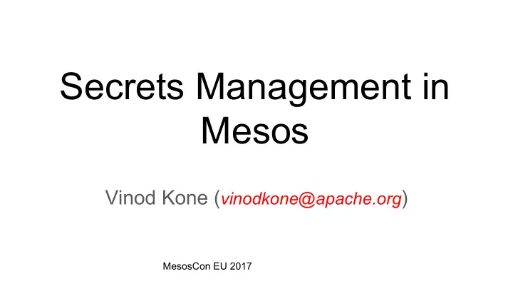 secrets management in mesos