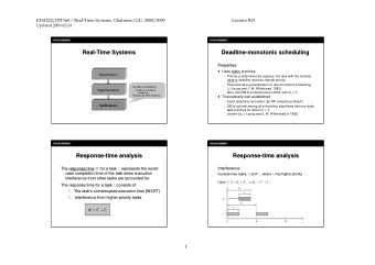 Real  Real-  -Time Systems  Time Systems  Deadline-  Deadline  -monotonic scheduling  monotonic