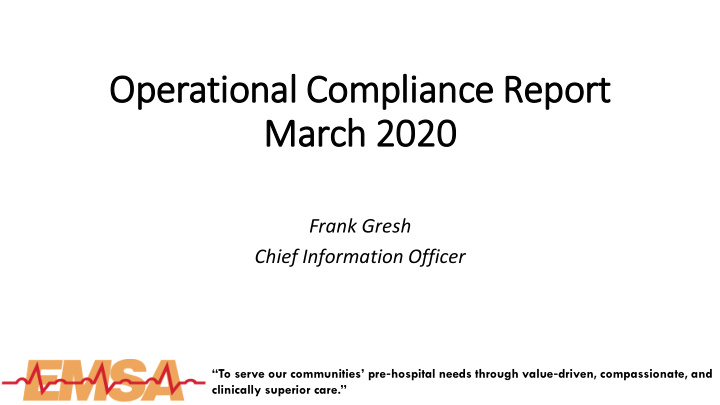 operational compliance report march 2020