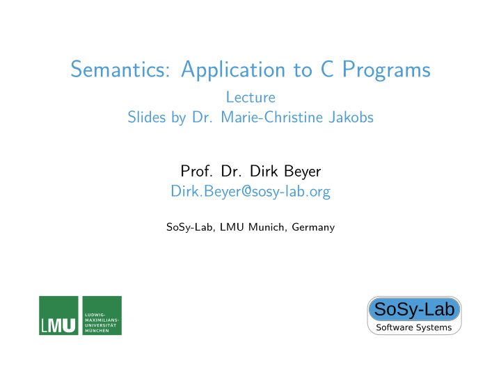 semantics application to c programs