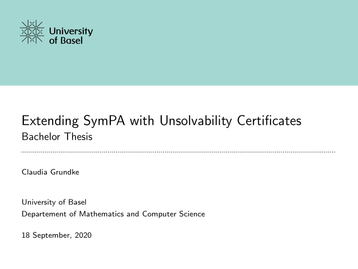 extending sympa with unsolvability certificates