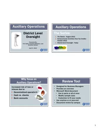Auxiliar  xiliary Operations  y Operations  Auxiliar  Auxiliary Operations  Operations  The Series: