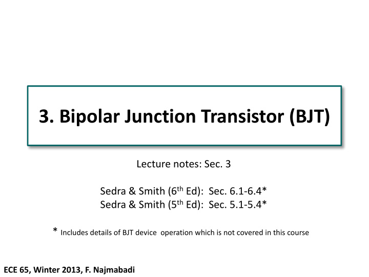 3 bipolar junction transistor bjt