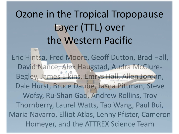 ozone in the tropical tropopause layer ttl over the