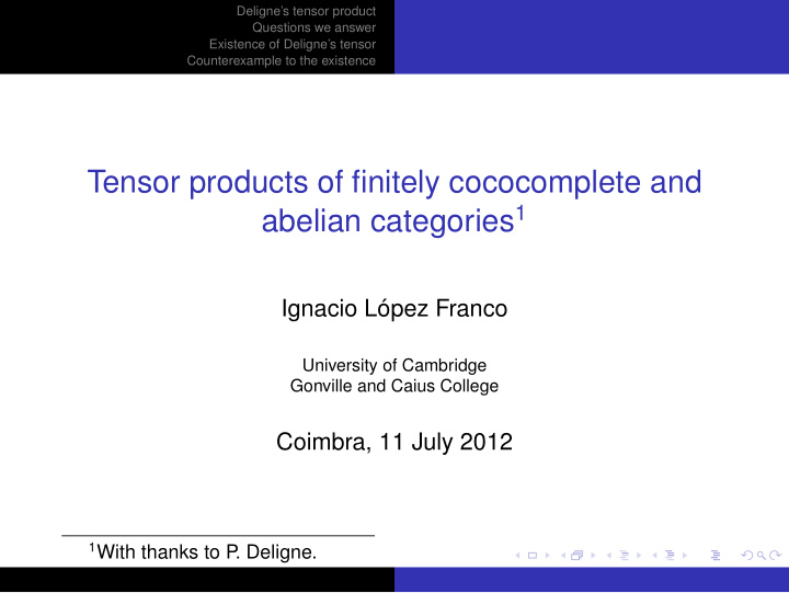 tensor products of finitely cococomplete and