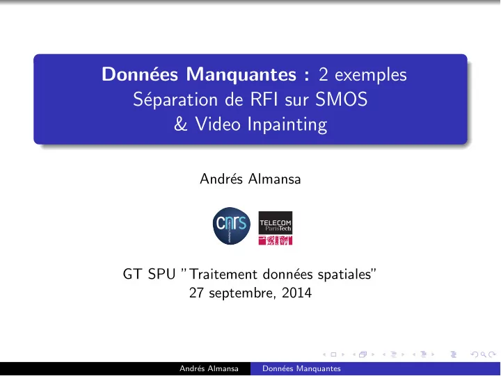 donn ees manquantes 2 exemples s eparation de rfi sur
