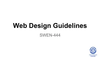 Web Design Guidelines  SWEN-444  Design Principles and Guidelines  User Populations  (Shared human