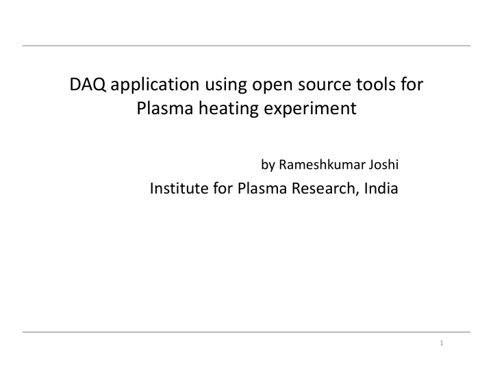 daq application using open source tools for plasma