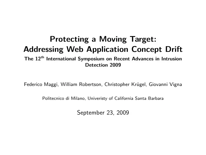 protecting a moving target addressing web application