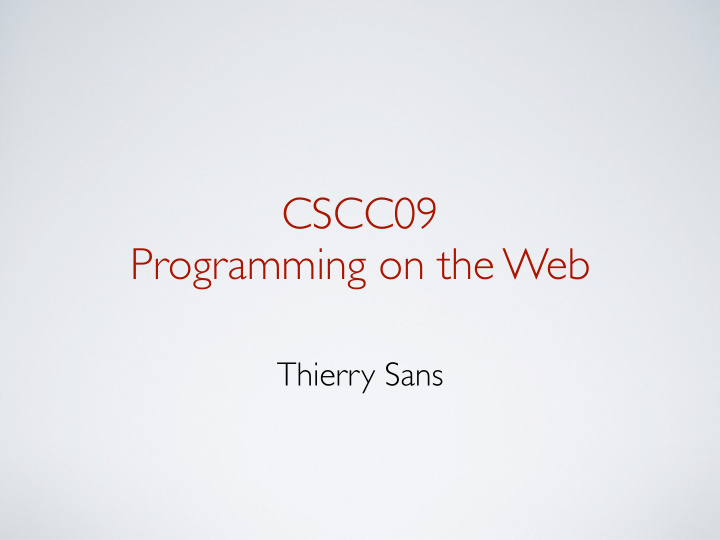 cscc09 programming on the web