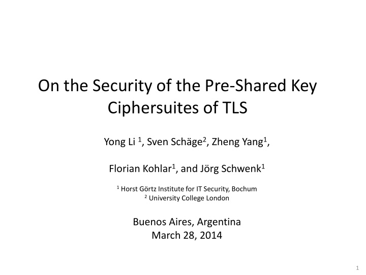 on the security of the pre shared key