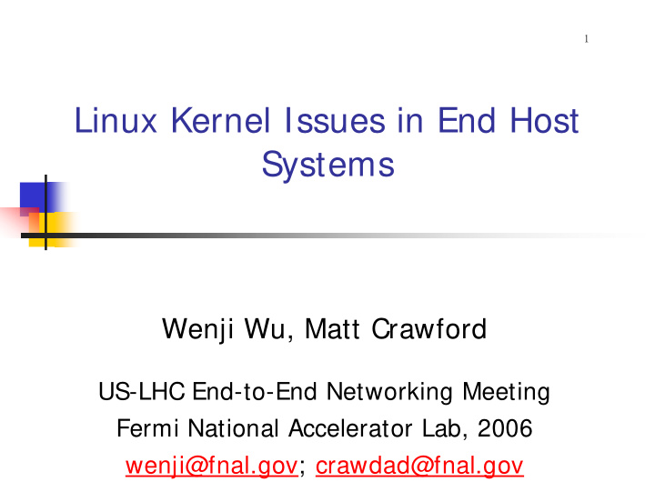 linux kernel issues in end host systems