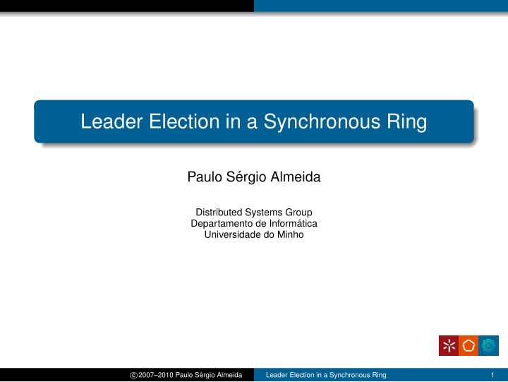leader election in a synchronous ring