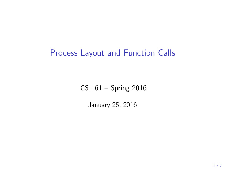 process layout and function calls